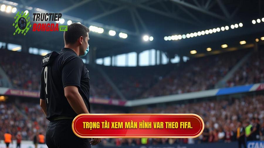 1. Trọng tài xem màn hình VAR theo FIFA.
