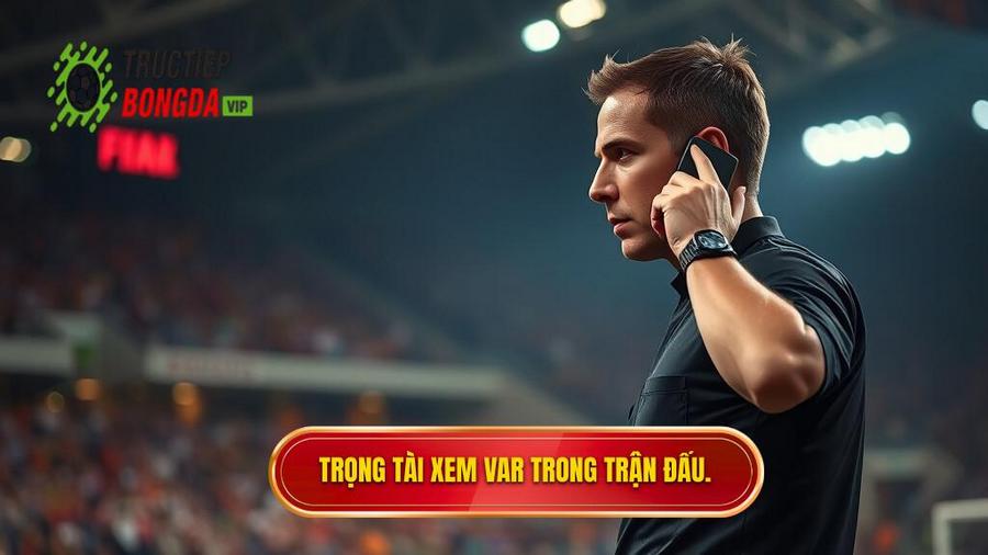 2. Trọng tài xem VAR trong trận đấu.