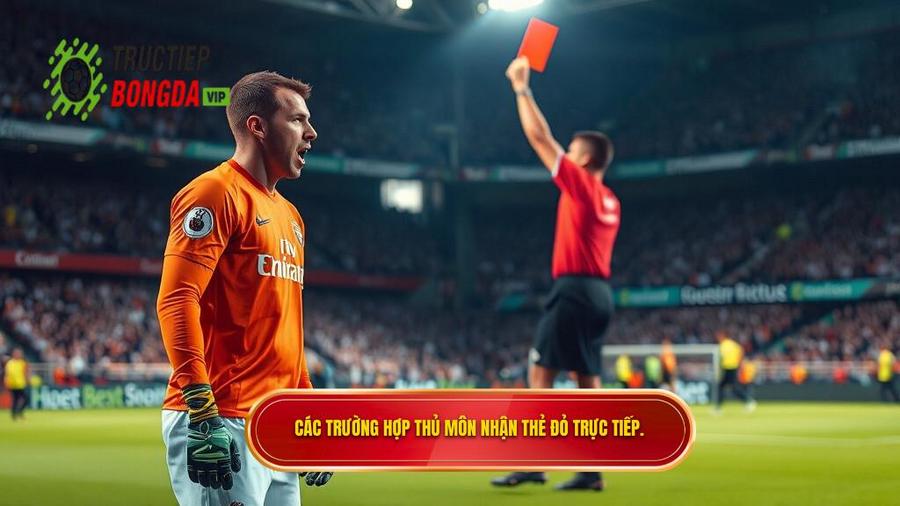3. Các trường hợp thủ môn nhận thẻ đỏ trực tiếp.